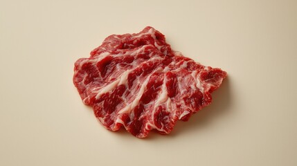 ultra-realistic photo of premium Korean Hanwoo chuck flap tail (salchisal), professionally trimmed, beautifully marbled beef, rich and fresh texture