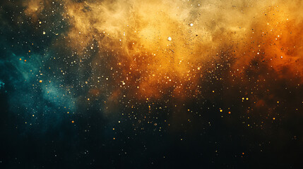 Naklejka premium Abstract cosmic explosion of orange and teal hues