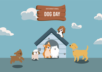 International Dog Day Celebration with Adorable Puppies