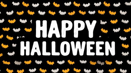 Happy Halloween Greeting with Festive Bat Pattern - Spooky Seasonal Background Design