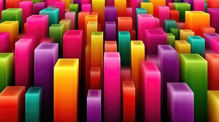 Fototapeta premium Vibrant 3D Abstract Geometric Blocks in Multicolor Digital Art Design