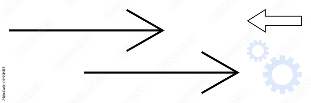 Poster two right-pointing arrows and one left-pointing arrow suggest opposition and direction with faint ge