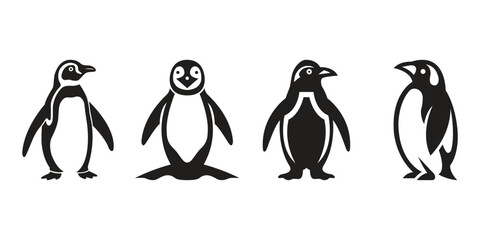 Obraz premium Vector set of penguin silhouettes