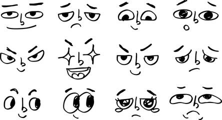Naklejka premium set of hand drawn cartoon faces