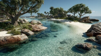 Tropical island paradise with clear water