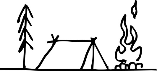 hand drawn camping scene outdoor