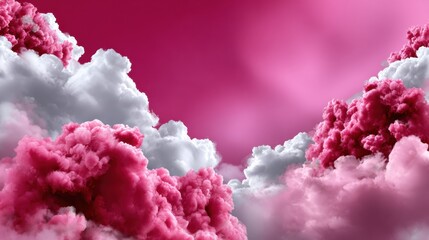Fototapeta premium Beautiful pink and white clouds in a vibrant sky with scenic landscape peaceful atmosphere natural beauty and dramatic weather clouds for stunning