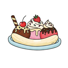 vector illustration of banana parfait