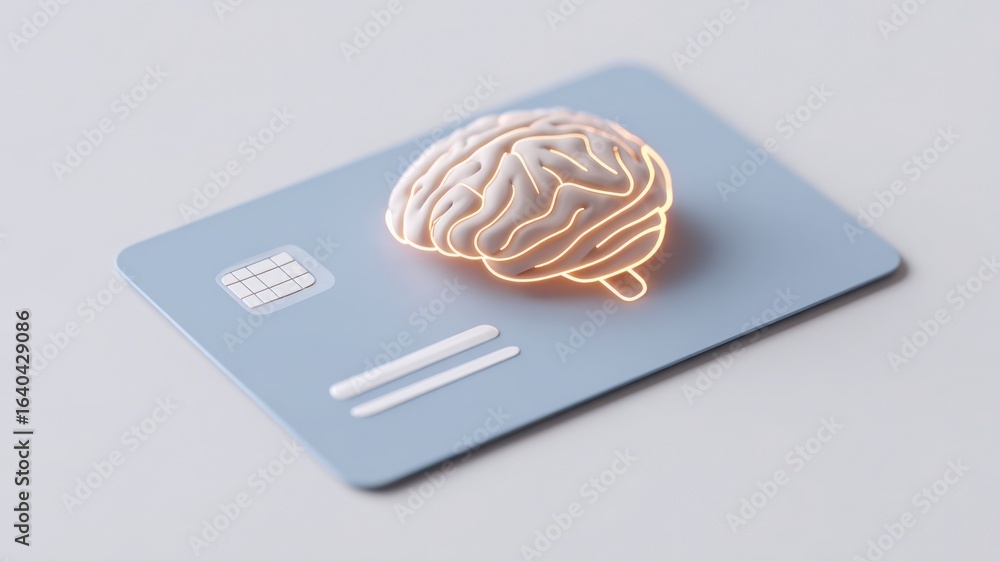 Poster ai driven payment solution concept a brain model on a credit card symbolizes innovative financial co