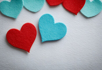 Obraz premium romantic symbol space paper decoration anniversary love day hearts composition celebration red wedding text background valentines turquoise design card nubes shape valentine white february holiday