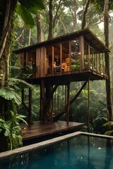 Luxury Treehouse Paradise: A Secluded Tropical Escape with Infinity Pool