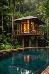Luxury Treehouse Paradise: A Secluded Tropical Escape with Infinity Pool