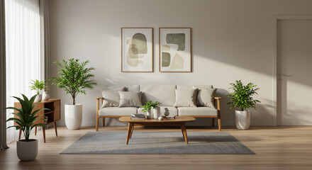 modern living room with white furniture