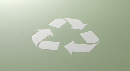 Minimalist Recycle Symbol on Gradient Green Background