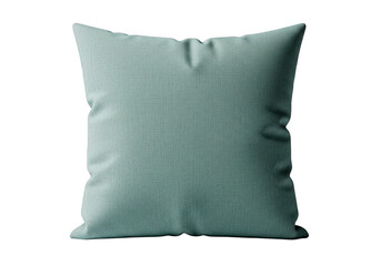 A soft textured light blue decorative throw pillow isolated on a transparent background for easy design use isolated on transparent background