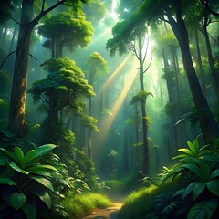 tropical forest in the morning