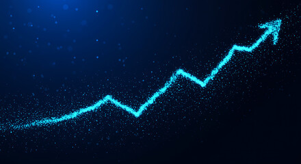 Upward Trajectory: Dynamic blue line representing growth, progress, and success against a deep navy backdrop.