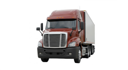 Large truck or cargo vehicle isolated on clean white background, commercial transport concept symbolizing logistics, shipping, delivery, freight, distribution, transportation industry