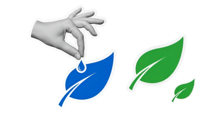 Hand Watering Blue Leaf: Symbolizing Environmental Care and Sustainable Growth for Future