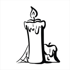 Lineart Candle Item Vector Illustration Minimalist Lineart Style