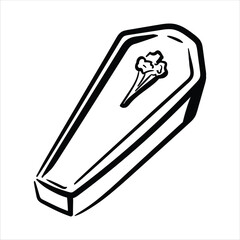 Lineart Coffin Item Vector Illustration Minimalist Lineart Style