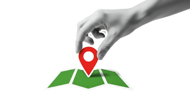Precision Navigation: Hand Placing Location Pin on Map for Accurate Destination Finding