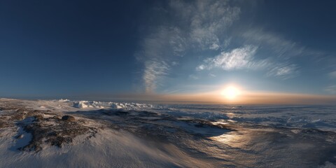 Aerial arctic sunrise vast hdr landscape