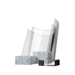 an image with curved backdrop, of a 3d rendering blank mockup terrazzo texture block shape