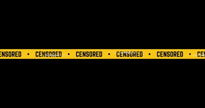 Moving yellow censorship tape design on a white background.