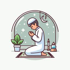 vector illustration of muslim praying