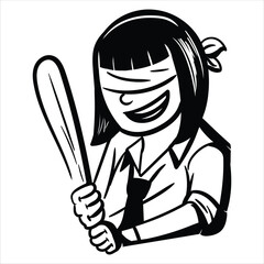 Lineart Hit Pinata Birthday Character Vector Illustration Minimalist Lineart Style