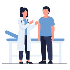 Doctor Administering Injection to Patient in Medical Examination Room Setting.