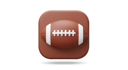 Glossy 3D American football sports icon. Rendered illustration of a ball for a game application or user interface design.