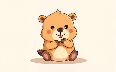 Obraz premium Cute cartoon kawaii capybara. Animal funny characters. Hand drawn style. Vector drawing. Collection of design elements. High quality