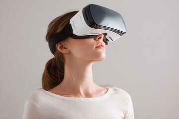 female wearing VR headset