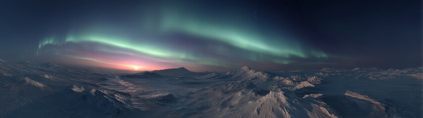 Fototapeta premium Arctic 360° panorama of northern lights hdr