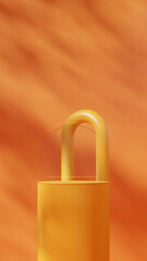 Fototapeta premium in portrait arch and circle, 3d render mockup template orange color curved cylinder