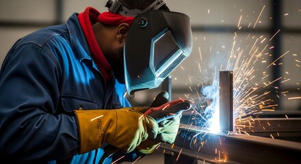 Skilled Welder Sparks Flying