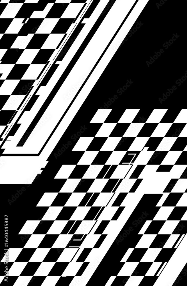 Poster geometric abstraction with intersecting checkered planes