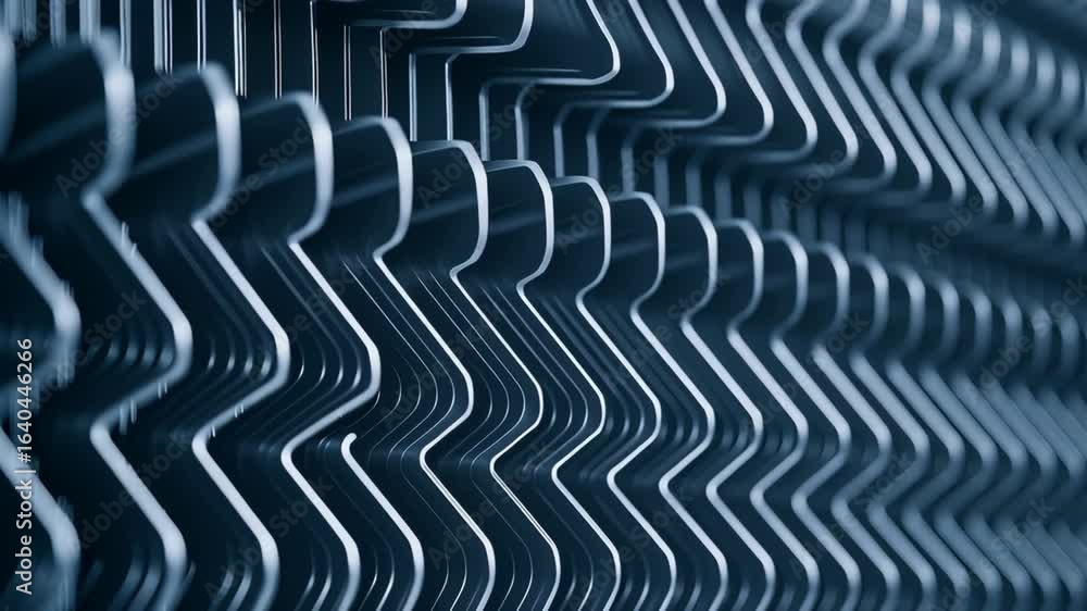 Poster heat exchanger metal fins with zigzag pattern for efficient thermal cooling and heating technology i
