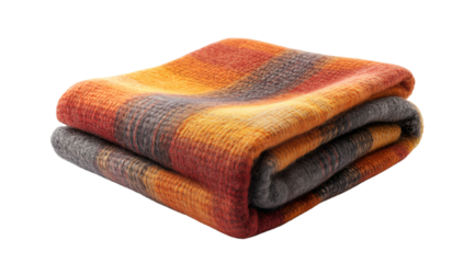 Plaid wool blanket provides cozy comfort, created with AI, PNG