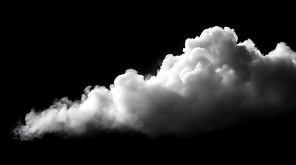 Dramatic cloud formation with billowing white vapor against a stark black background