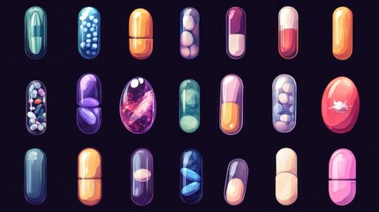 Colorful pills, capsules