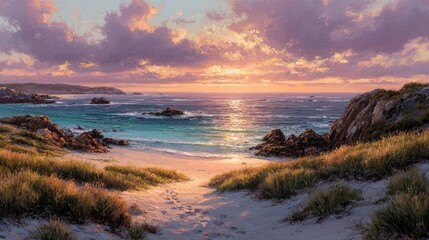 Fototapeta premium Coastal sunset path