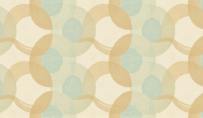 A wallpaper with a pattern of circles on a beige background.