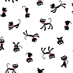 Simple and cute cat seamless pattern,