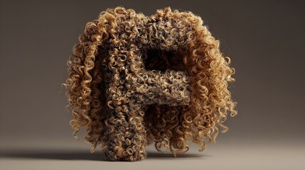 Fuzzy beige letter f on white background, perfect for decor or crafts