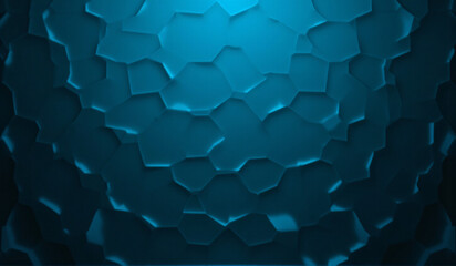A blue background with a pattern of hexagons.
