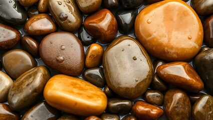 River pebbles polished and wet