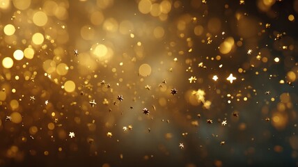ethereal ambient scene of golden bokeh lights and subtle star trails drifting in space, cinematic lighting, dreamy mood, seamless animation
